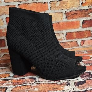 Seven Dials Black Peep-Toe Heeled Boots